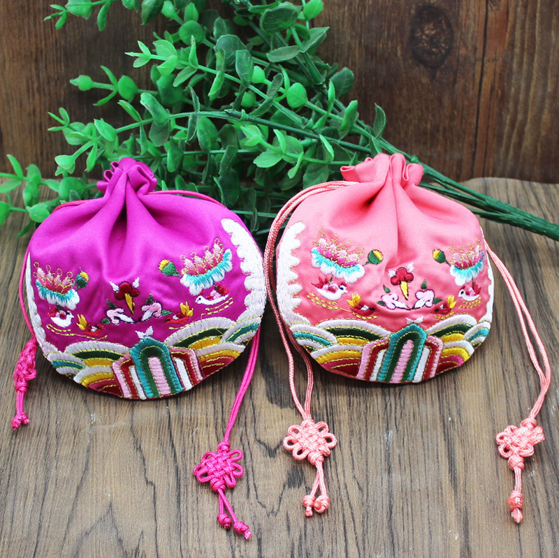 Dragon Boat Festival Single-sided Embroidery Mandarin Duck Water Semi-round Sachet Sachet Embroidery Quality Sachet Empty Bag Double-layer Bundle Pocket
