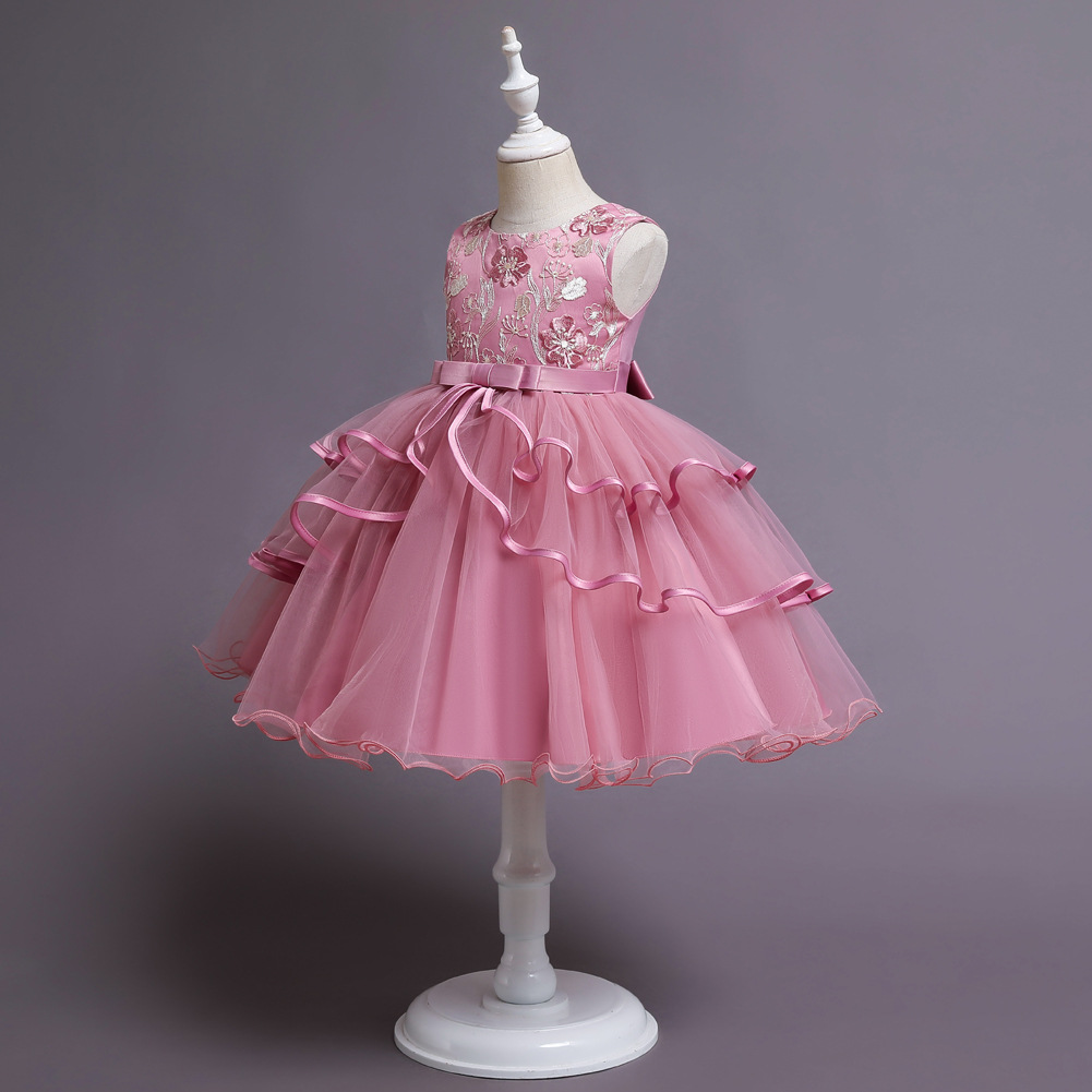 Europe and the United States new children's dress Princess dress flower girl wedding dress puffy skirt host catwalk piano costume