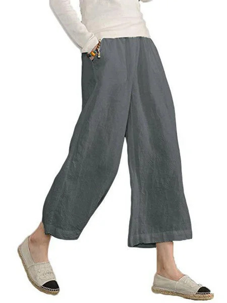 2022 Women's Spring and Summer New European and American Amazon eBay Color Cotton and Linen Loose Casual Wide Leg Ankle-length Pants for Women