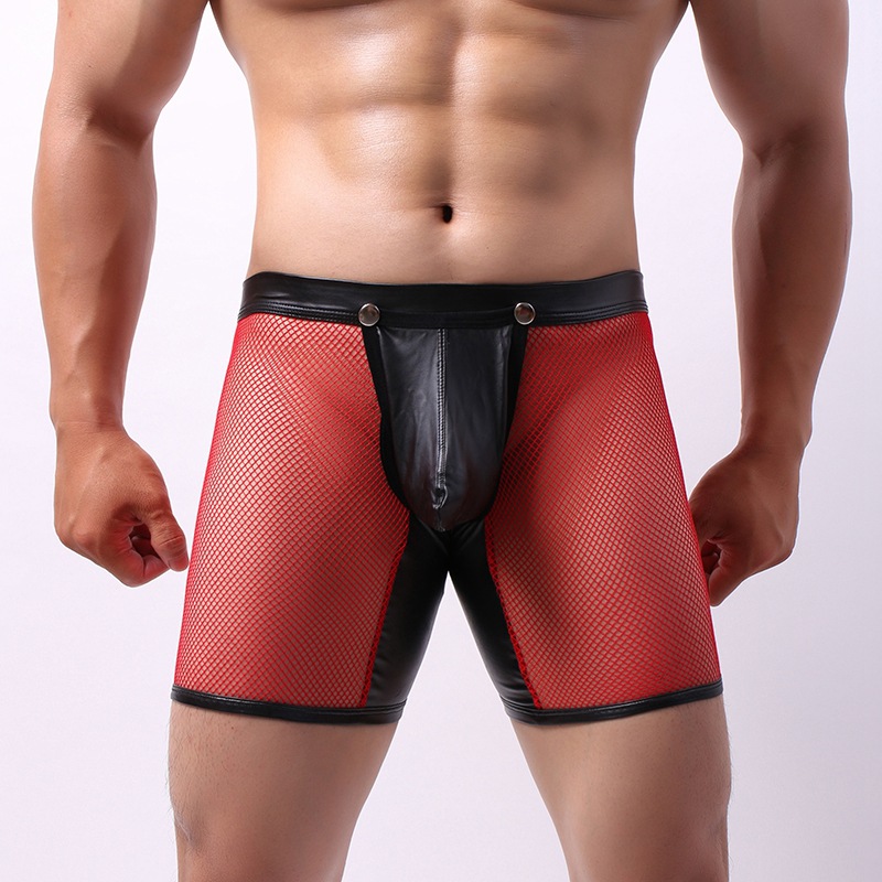 Men's Mesh Underwear Boxer Sexy Hollow Low Waist Youth Open Breathable