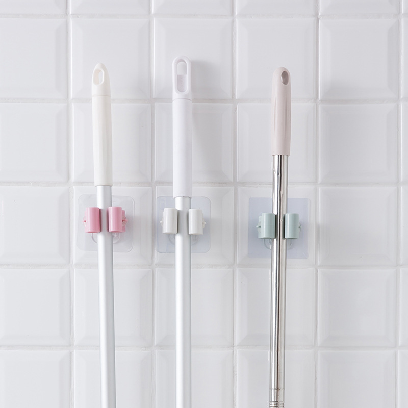 Home Adhesive Mop Clip Toilet Punch-free Mop Rack Hook Bathroom Seamless Sticky Hook Broom Rack