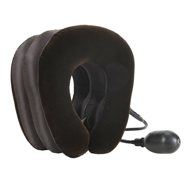 Wholesale inflatable cervical traction device inflatable neck cervical traction device half velvet neck massage pillow