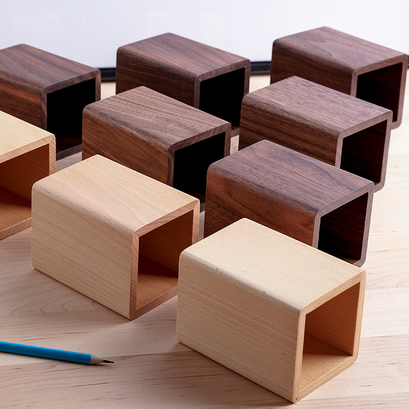 Solid Wood Creative Pen Container Black Walnut Desktop Storage Box Simple Japanese Style Learning Office Stationery Gifts