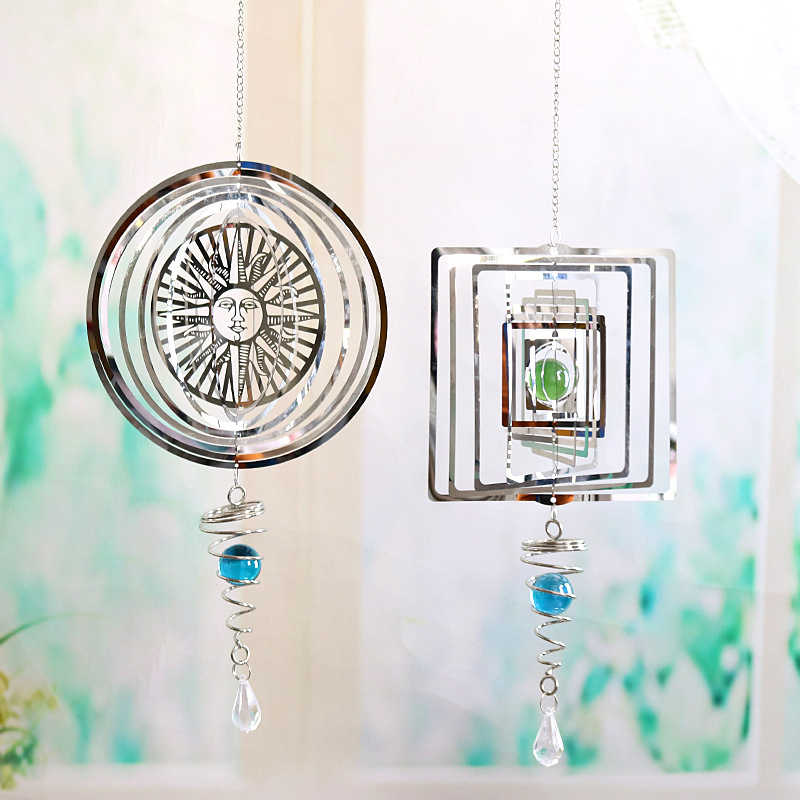 Creative metal stainless steel wind chime three-dimensional foldable rotating wind chime interior decoration pendant cross-border supply