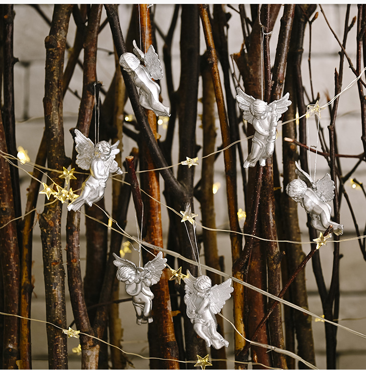 Haube karácsonyi dekoráció arany és ezüst angyal medál kreatív új kis angyal baba függő kis fa függő díszek_voghion.com