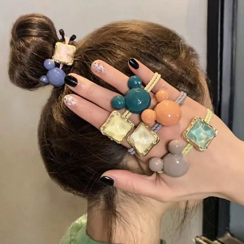 South Korea Dongdaemun Same Hair Rope Colorful Rubber Band Hair Rope Hair Rope Cyber Celebrant Colorful Mickey Hair Accessories