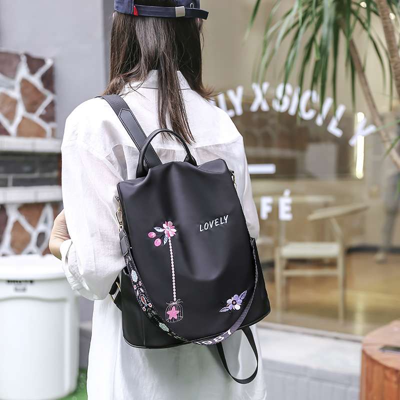 防盜雙肩包女韓版2023新款潮簡約單肩斜挎兩用女包時尚軟皮背包女