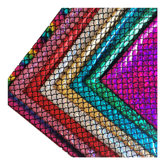 Factory Direct supply non-cracking small fish scales laser glass fragments elastic bronzing fabric mermaid clothing fabric