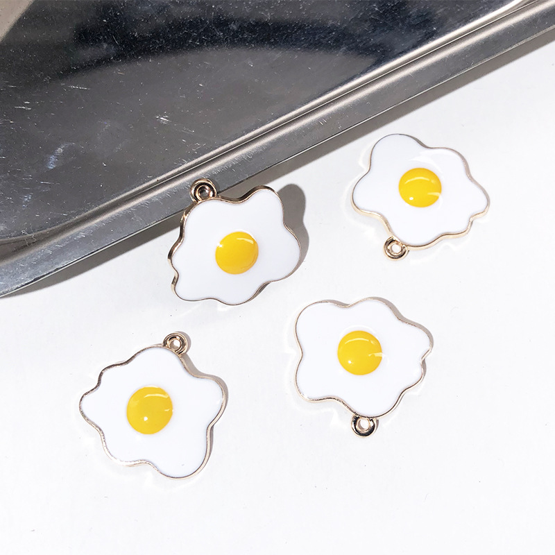 Korean version of diy jewelry accessories alloy drop oil poached egg fried egg earrings earrings bracelet mobile phone small pendant ht