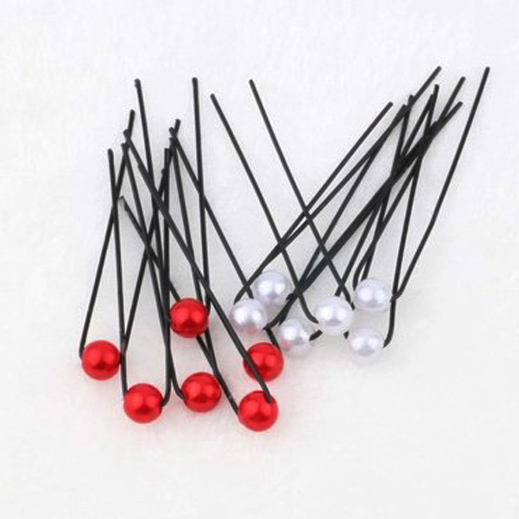 Hot selling bridal artificial pearl hair fork U-shaped clip glossy round beads hairpin hairpin headdress gift wholesale