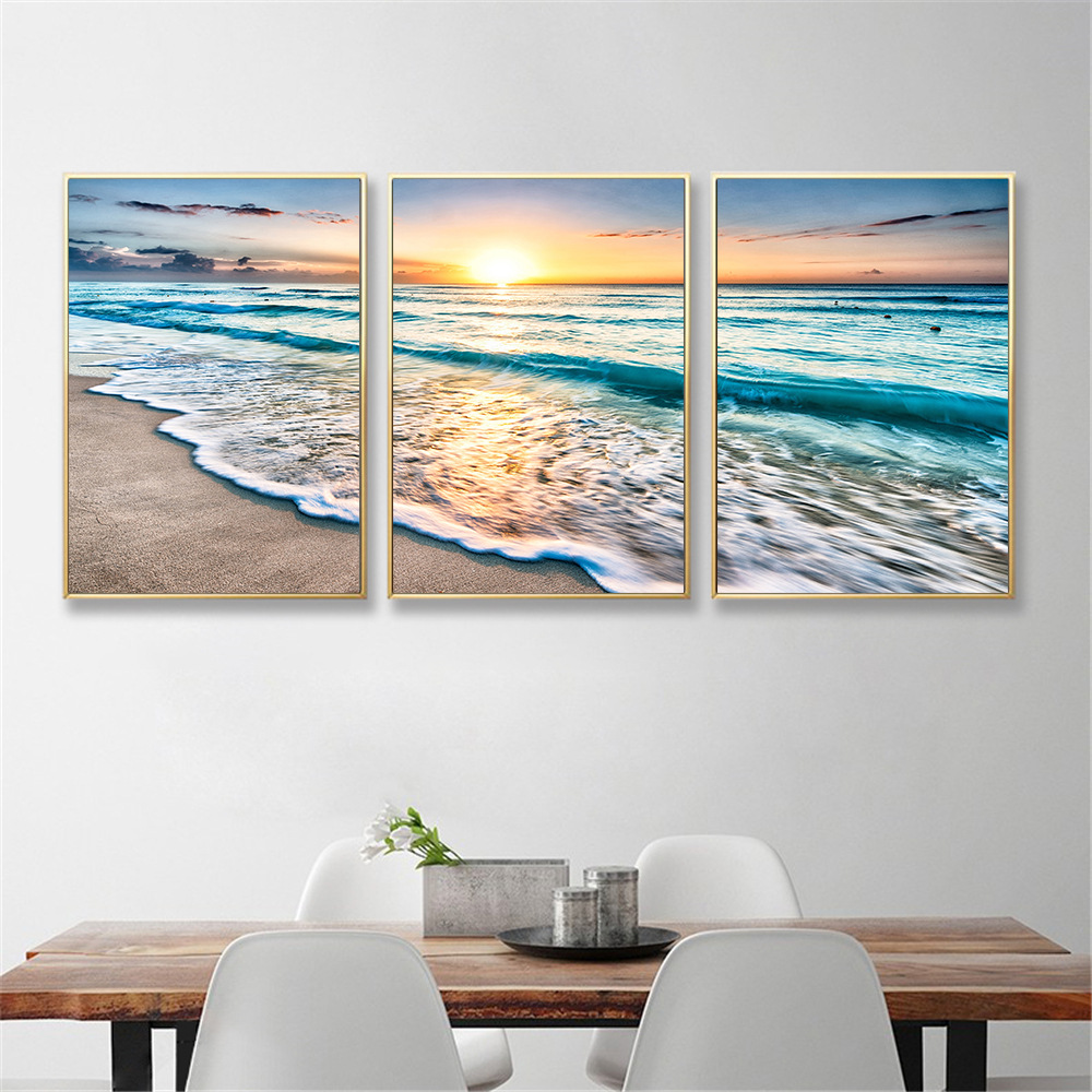 Juchuang High Definition Spray Painting Oil Painting Wall Decoration Painting Sanpin Ocean Landscape Beach Home Hanging Painting Cross-border Supply