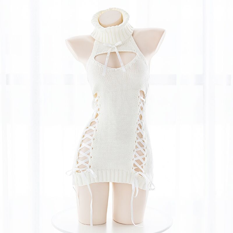 Amazon AliExpress Explosions Sexy Open Chest Backless Turtleneck Sweater Ribbon Strap Suit Women