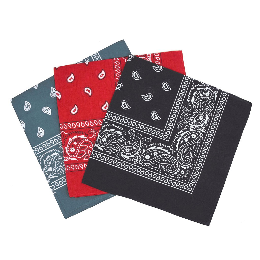 Polyester 55cm headscarf cashew large square wholesale, Paisley vortex print 3 sets