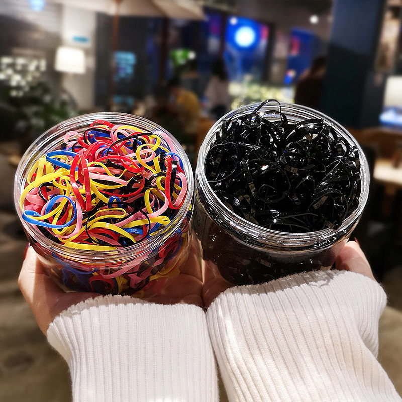 Children disposable rubber band boxed black color rubber band jelly color hair rope small leather hair rope jewelry wholesale