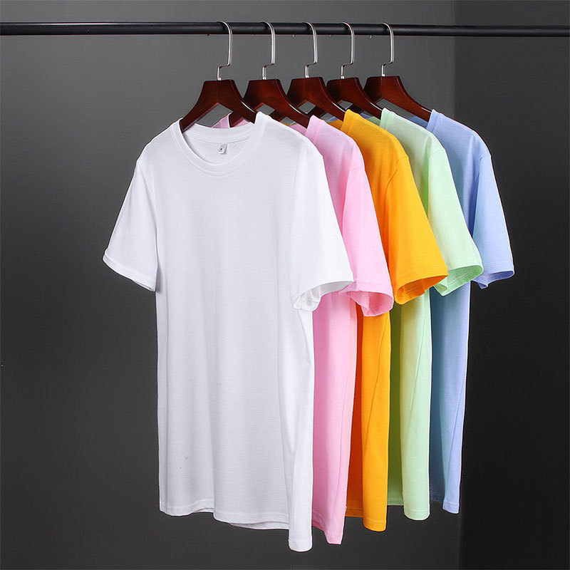 Summer new short T solid color simple slim bottoming shirt half-sleeved T-shirt student round neck top male and female couple outfit 1