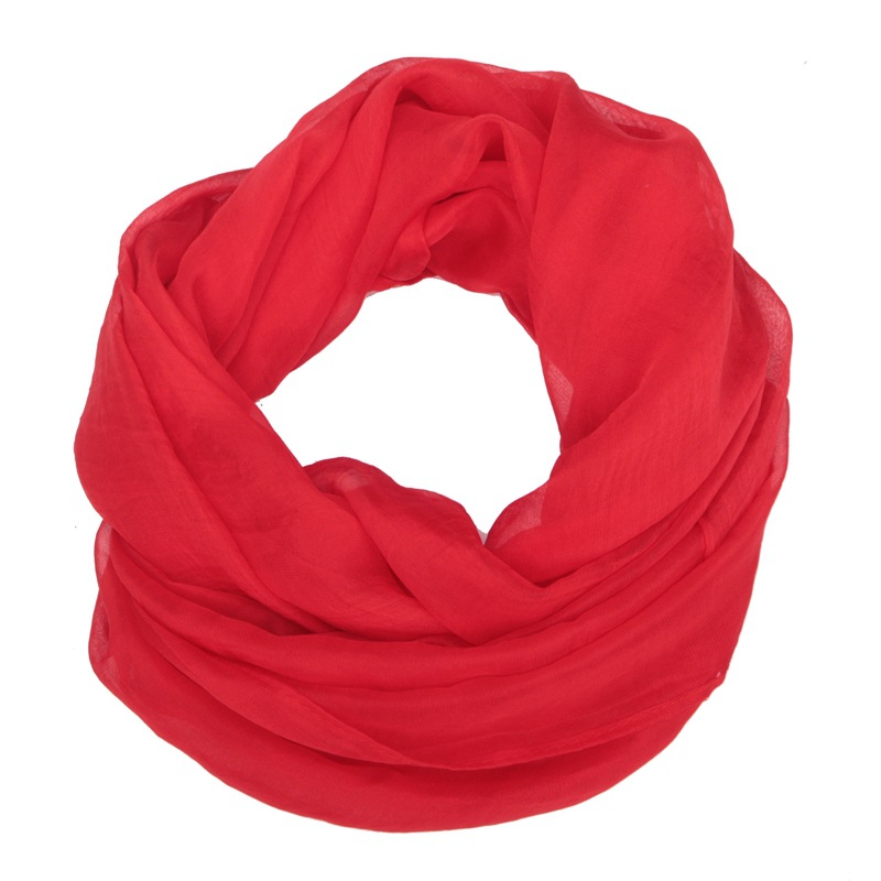 Autumn and Winter Chiffon Turtleneck Scarf Solid Color All-match Neck Protection Silk Scarf Mother Decorative Scarf Soft Thin Scarf