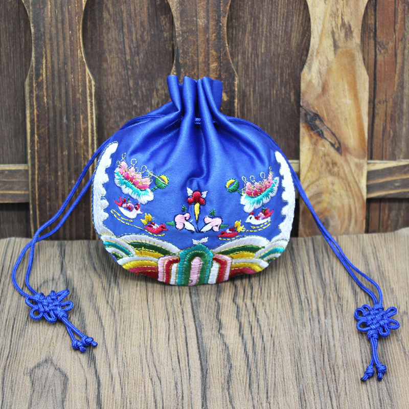 Dragon Boat Festival Single-sided Embroidery Mandarin Duck Water Semi-round Sachet Sachet Embroidery Quality Sachet Empty Bag Double-layer Bundle Pocket