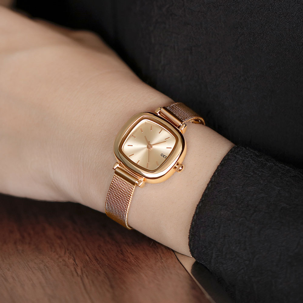 Gedi watch women's simple elegant student small dial thin strap small square mesh chain niche watch women's watch