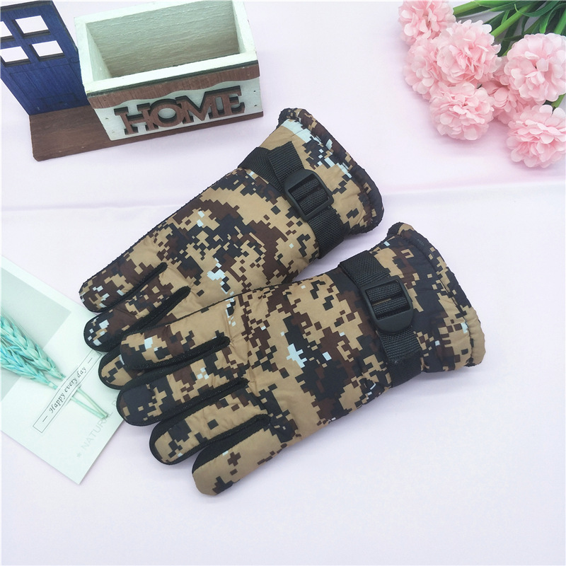 8 to 12 Years Old Middle-aged Children's Gloves Winter Velvet Warm Winter Gloves Fashion Men's and Women's Children's Camouflage Thickened Ski