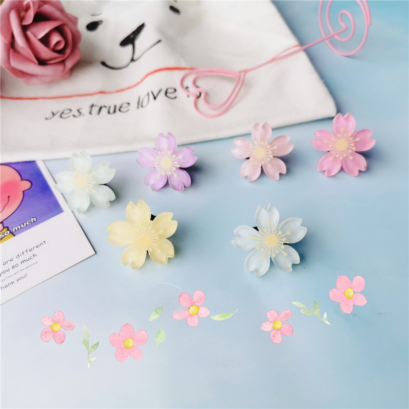 Cherry Blossom Season Pink Girl's Heart Shoelace Buckle Japanese Style Cute Cartoon Flower Canvas Shoes Decorative Shoes for Students
