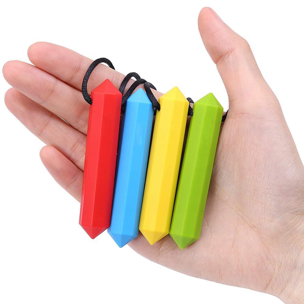 Factory direct anti-self-closing baby silicone tooth gum dental trainer necklace eight prism tooth gum