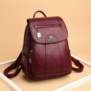 New Women's Backpack Large Capacity Soft Leather Travel Bag Fashion Student Anti-theft Imitation Sheepskin Backpack