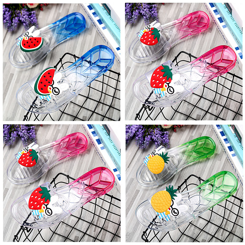 New Fruit Transparent Crystal Shoes Summer Parent-Child Mother-Daughter Children Fashion Outwear All-Match Beach Sandals and Slippers Little Princess