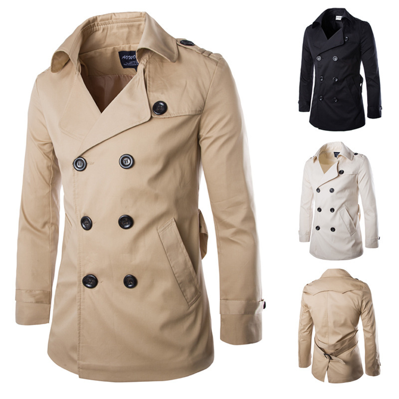 2020 new foreign trade Men's trench coat aowofs cotton double-breasted boutique coat British temperament Y016