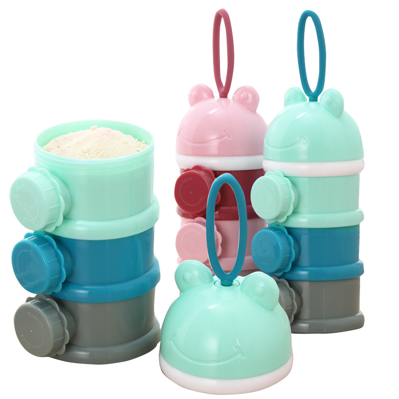 奶粉盒便携外出婴儿大容量奶粉罐 挂绳侧开奶粉盒可拆三层奶粉格