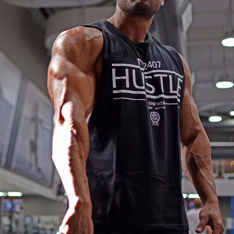 Sleeveless T-shirt Men's Sports Vest Loose European and American Leisure Waistcoat Fashion Training Fitness Vest Fixed Print LOGO