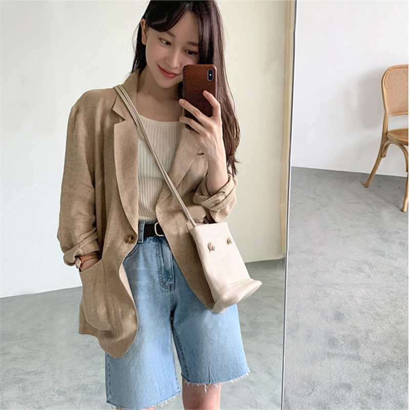 9310 Thin Linen Suit Women's 2022 Spring New British Style Casual Long Sleeve Cotton Linen Small Suit Jacket