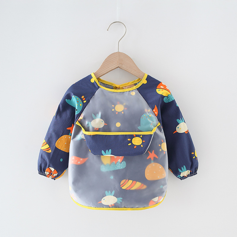 Children's Overalls Waterproof Long-Sleeved Anti-Dressing Baby's Eating Clothes Apron Cotton Children's Overalls Baby's Bib Guard