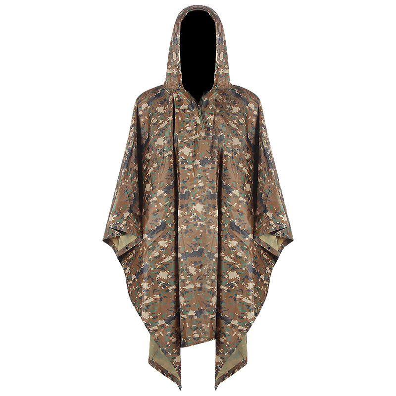 Multifunctional Outdoor Camouflage Tactical Raincoat Backpack Cape Waterproof Charge Coat Cape Cycling Travel Protective Rain Suit