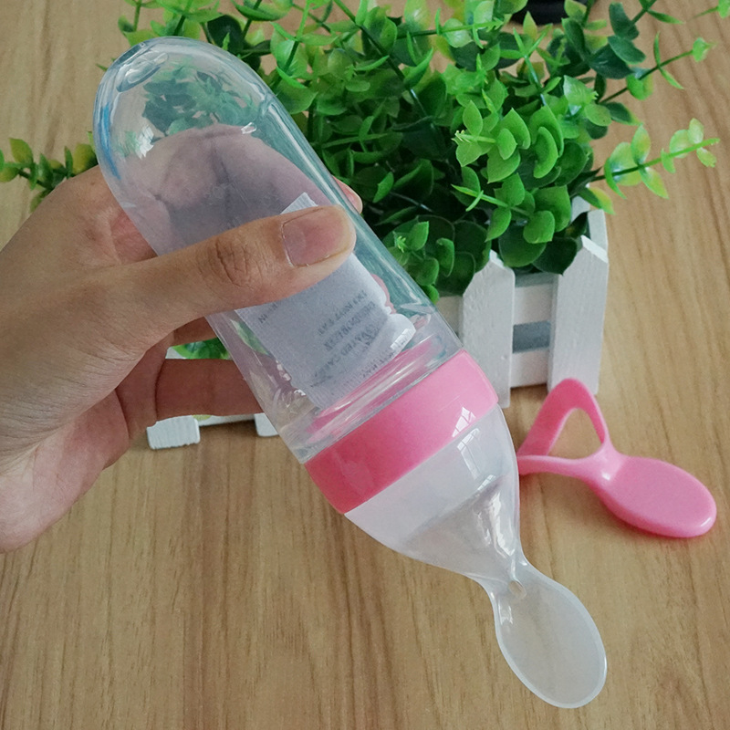 Baby rice paste bottle baby food bottle rice paste spoon newborn silicone bottle squeeze spoon rice paste feeder