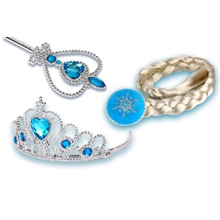 Frozen Princess Elsa Dress Girls Accessories Crown Magic Wand Braid Gloves