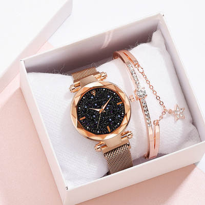 Foreign trade magnet cross-border explosions ladies watch Starry Sky Women's Watch simple one diamond magnetic set quartz watch