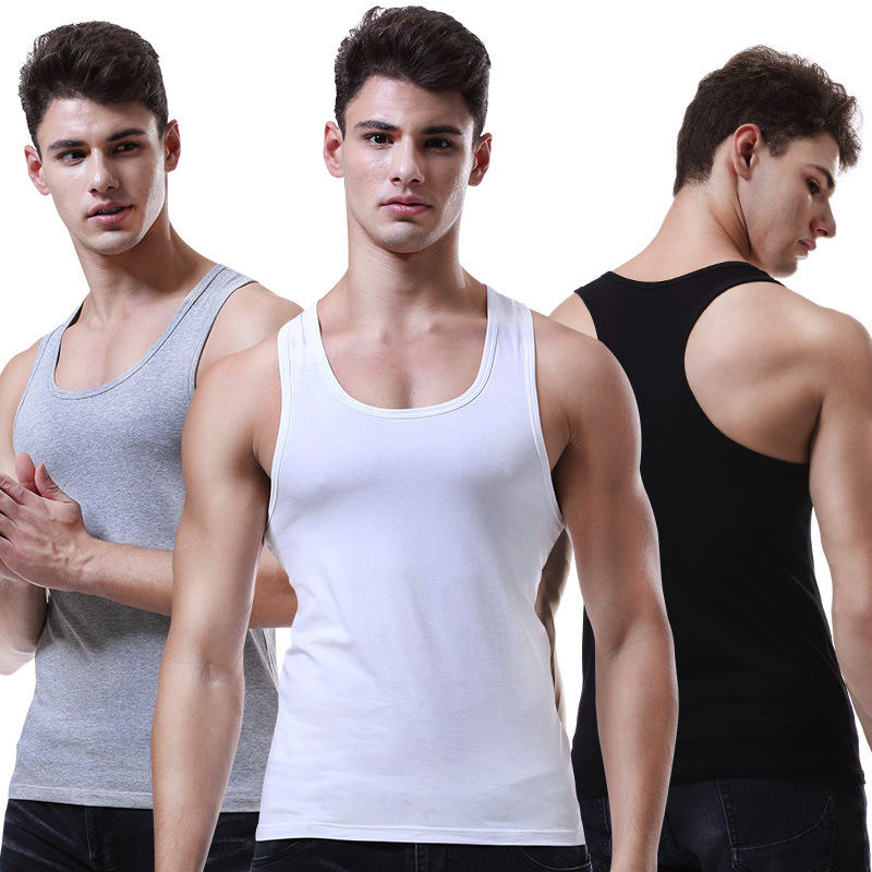 Summer men's vest wholesale leisure sports bottoming shirt men's crew neck I-shaped fitness vest manufacturers wholesale