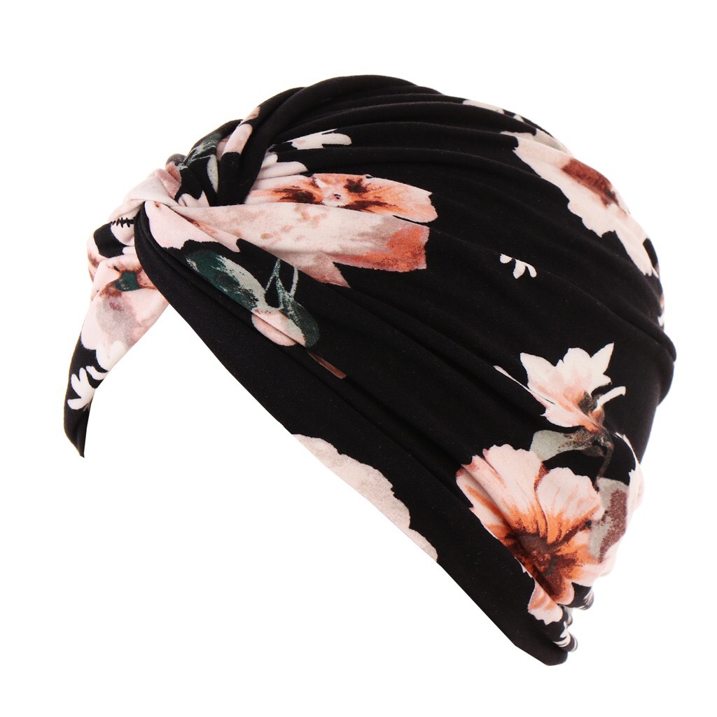 Amazon new floral twisted headscarf cap toe cap printed camouflage Muslim headscarf cap toe cap