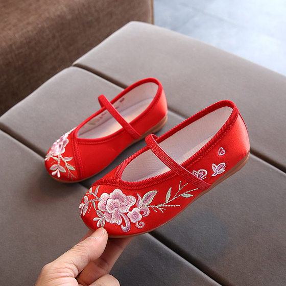 New children's old Beijing cloth shoes girls' embroidered shoes baby handmade cloth shoes girls' ancient costume shoes Hanfu children's shoes