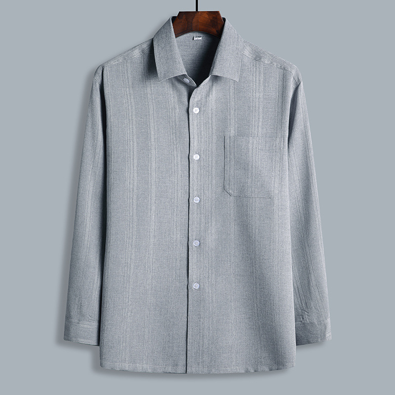 Summer men's casual long-sleeved shirt middle-aged and elderly loose men's shirt cotton men's shirt wholesale