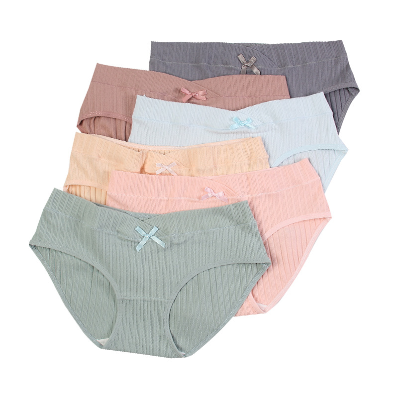 Pregnant Women's Underwear Pure Cotton Pregnant Period Low Waist Large Size Belly-supporting Fashionable Seamless Rib Breathable Pregnant and Maternal Trip