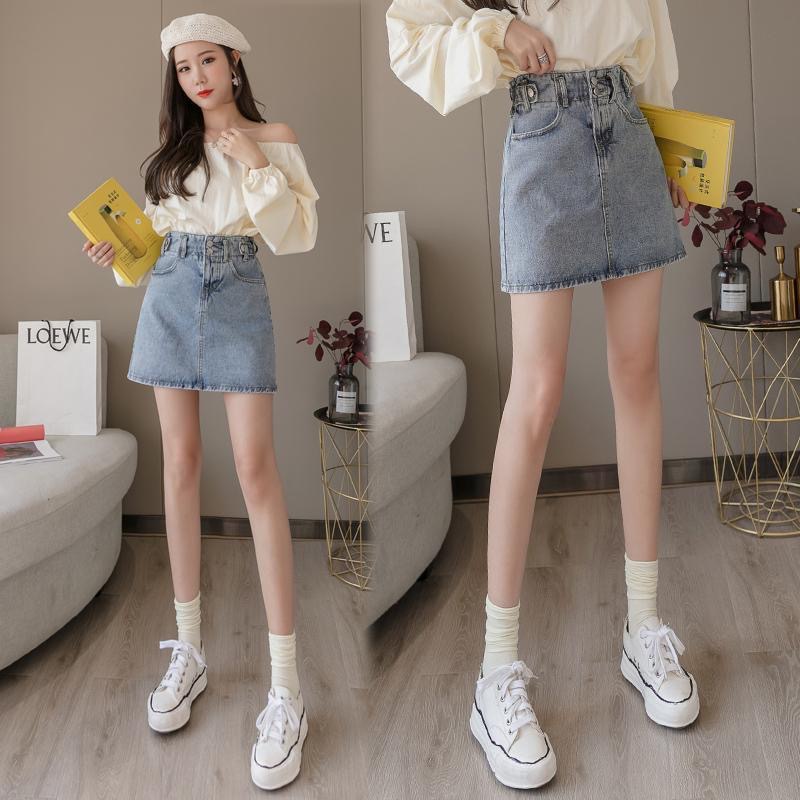 Denim Skirt Women's 2023 Spring and Summer New Student Korean Style Short Skirt High Waist Loose Slimming A- line Skirt Trendy
