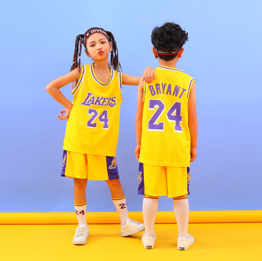 Children's Clothing Lakers No.24 Kobe Jersey Children's Basketball Clothing Suit Vest Men's and Women's Performance Competition Training Team Uniform