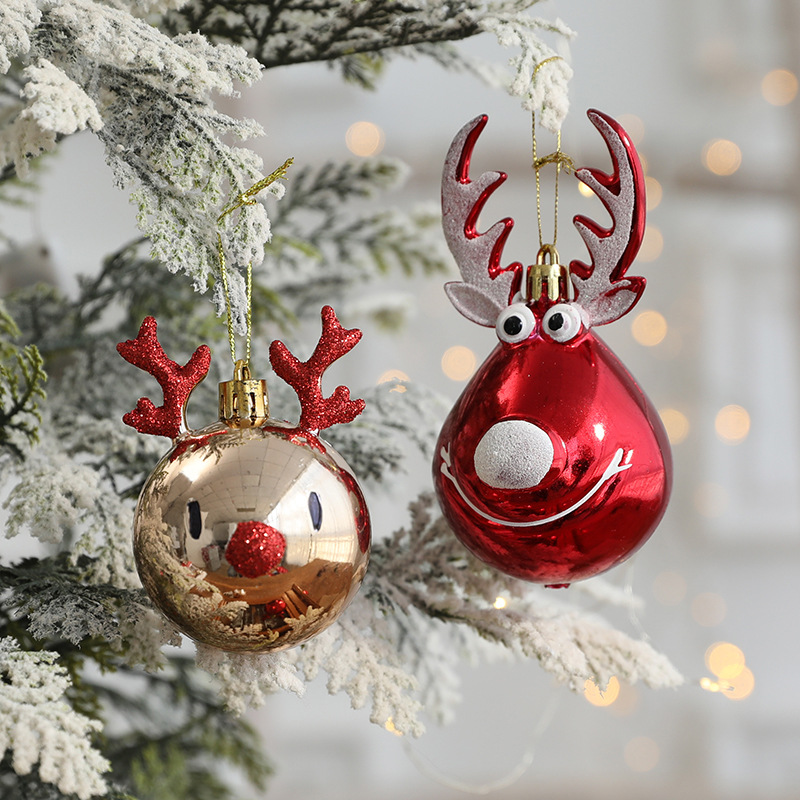 Hong Kong Heng Christmas Decorations Elk Scene Decoration Christmas Tree Hanging Decoration Plastic Ceiling Pendant Hanging Ball