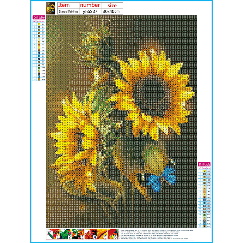 New 5d Diamond painting Sunflower Butterfly series Living room decorative painting diy full diamond foreign trade explosions spot wholesale