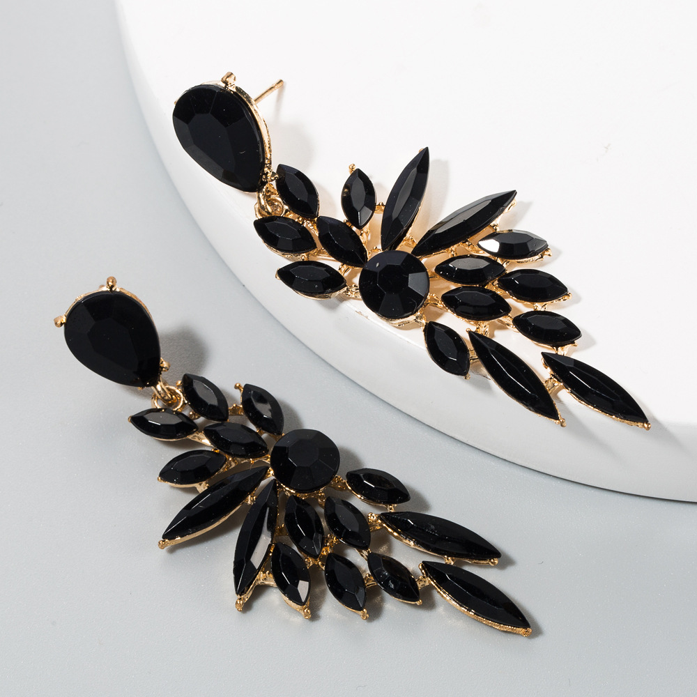European and American Fashion Earrings Diamond-inlaid Shiny Long Wings Earrings Exaggerated Personality Dinner Party Elegant Earrings