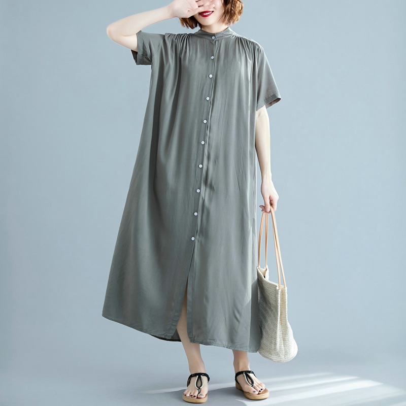  new summer style literary comfortable slim long cardigan sun protection shirt cotton and linen large size shirt dress for women