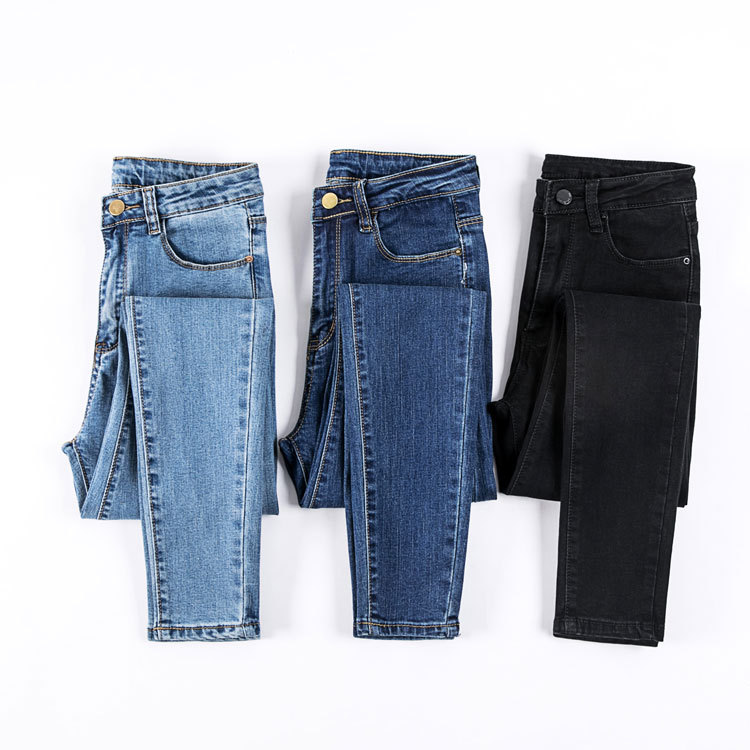 21Fashion elastic trousers jeans women ladies pants女裤