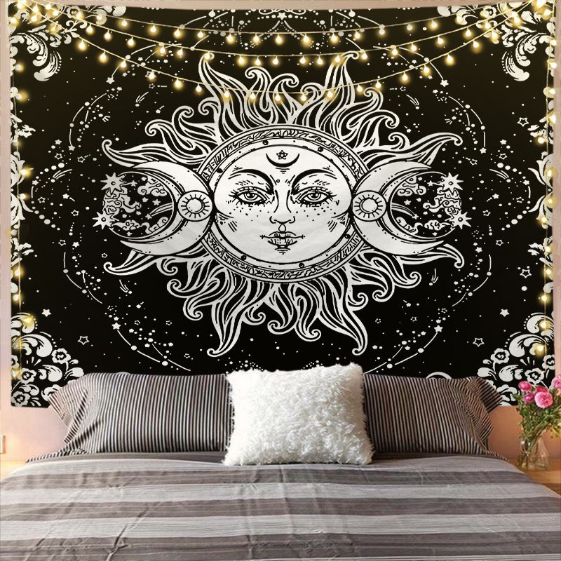 Amazon Hot Selling Tapestry Custom Black and White Star Art Background Cloth Bedside Sofa Hanging Cloth Home Decorative Wall
