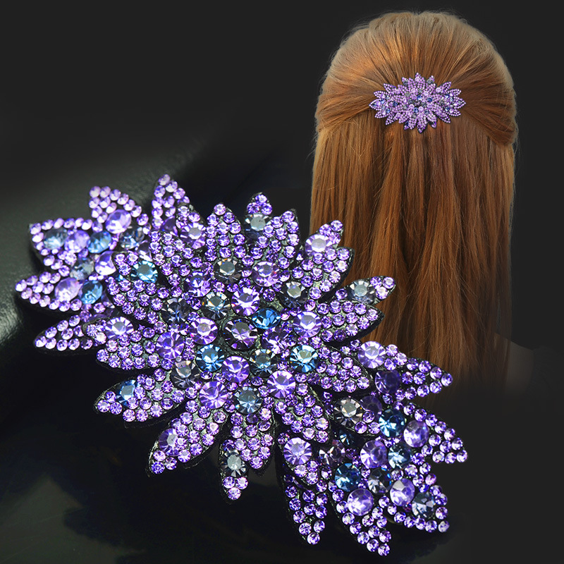 Pinza para el pelo vintage con diamantes de imitación, pinza para cola de caballo, pinza con resorte, pinza superior, pinza grande, accesorios para el cabello para niños_voghion.com